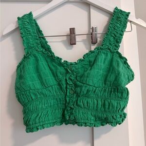 Green scrunched crop top size M